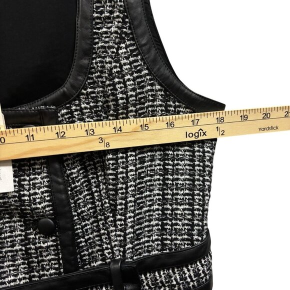 Maeve By Anthropologie Tweed Belted Mini Dress Size 12 Black & White Sleeveless - Picture 9 of 11